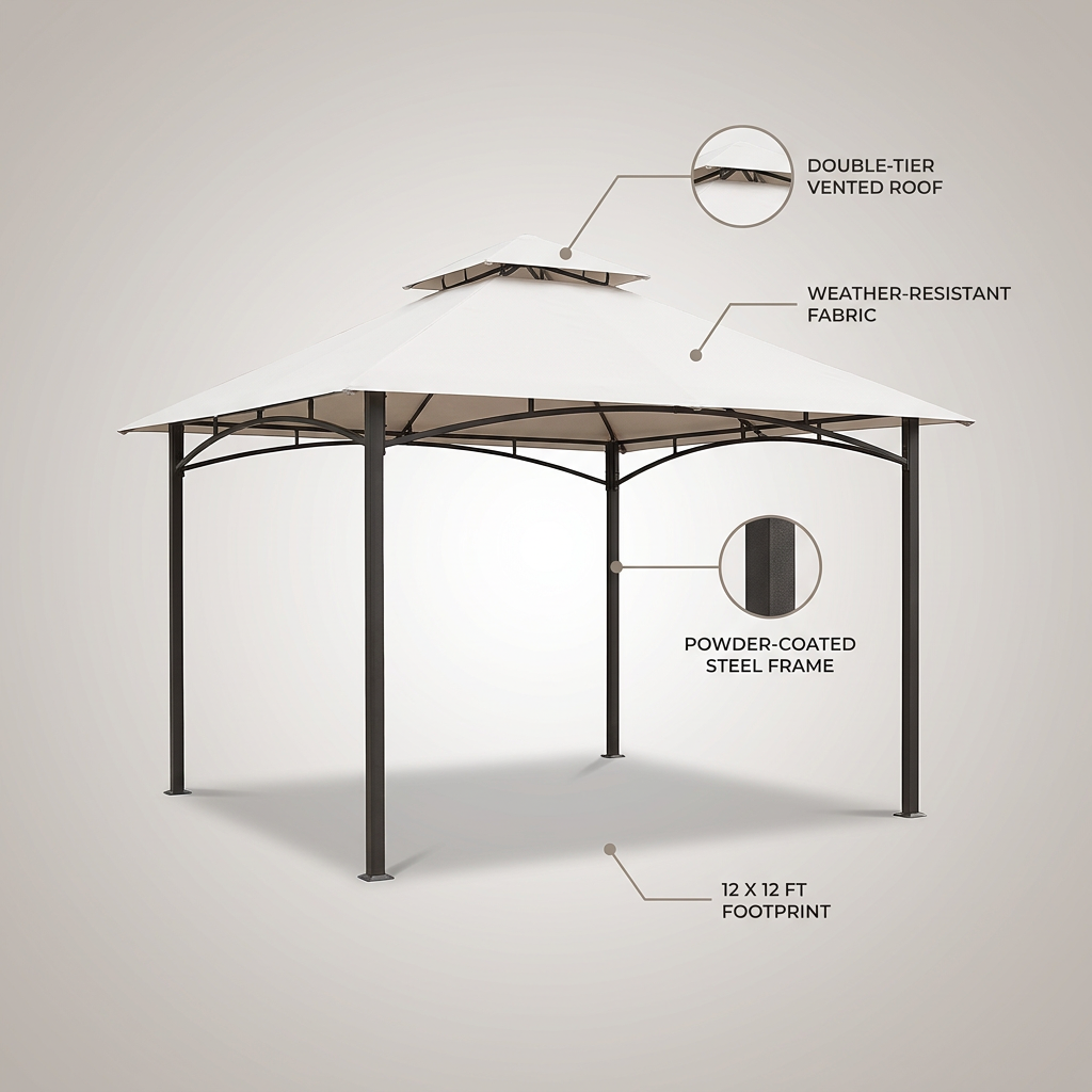 AuroraShade Marquis 12x12 Premium Canopy Gazebo — infographic