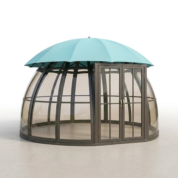 Garden Gazebo Designed for Year-Round Entertaining, UV-Resistant Canopy, Crystal Polycarbonate Panels, 360° Views — Studio Shot