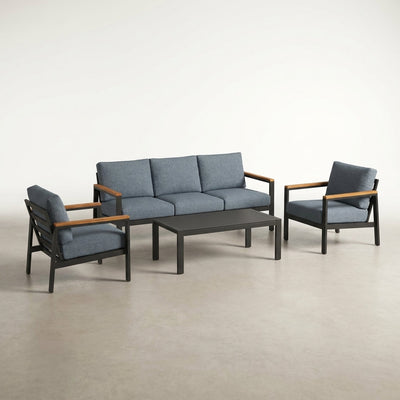 Outdoor Lounge Set Built for Ultimate Entertaining, Powder-Coated Aluminum, All-Weather Cushions, 4-Piece