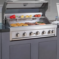 Outdoor Kitchen Built for Elite Entertaining, Marine-Grade Steel, Six-Burner Grill, Built-In Refrigerator